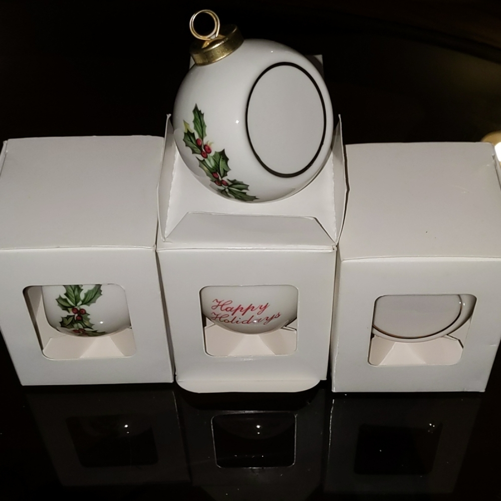4 porcelain holiday ball ornaments customizable